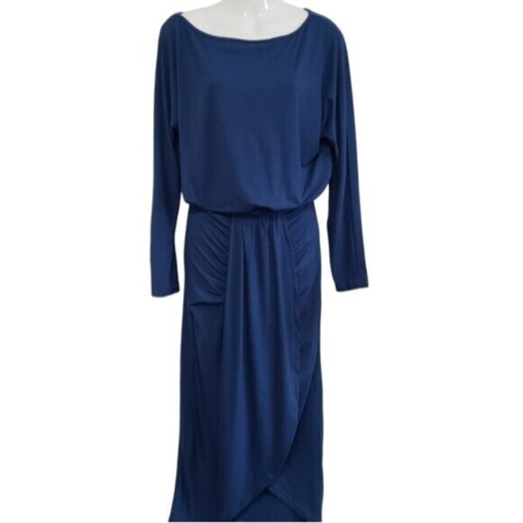 New Women's Pretty Garden Dress Blue Size Medium Long Sleeve - Picture 13 of 13